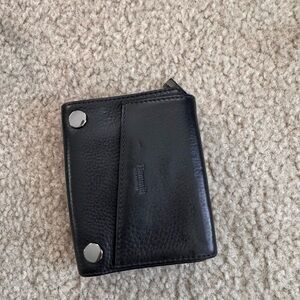 Black Leather Hammitt Gunmetal Wallet